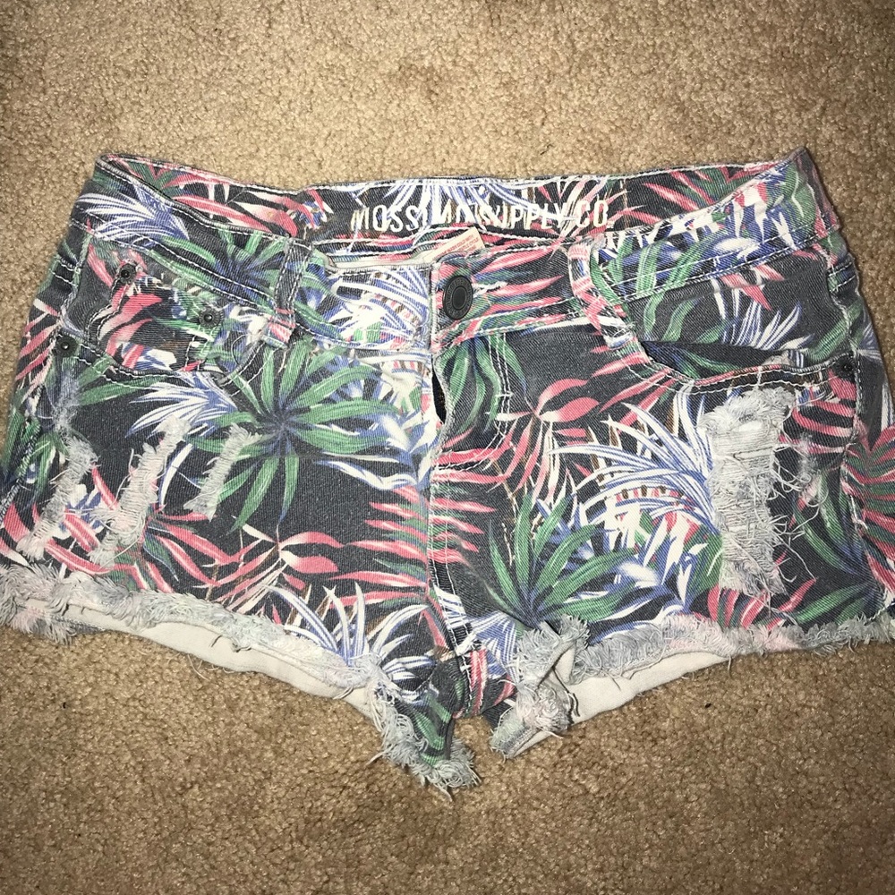 Floral jean shorts